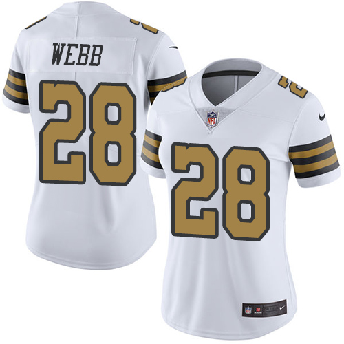 Women's Limited B.W. Webb Nike Jersey White - #28 Rush NFL New Orleans Saints